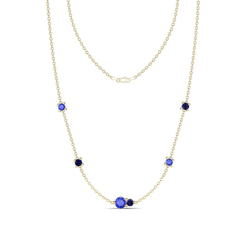 Linea 0.55 ctw Tanzanite (4 mm) and Blue Sapphire Women Station Necklace 