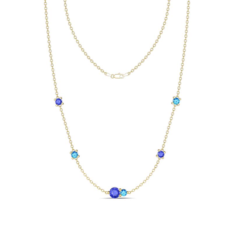 Linea 0.50 ctw Tanzanite (4 mm) and Blue Topaz Women Station Necklace 