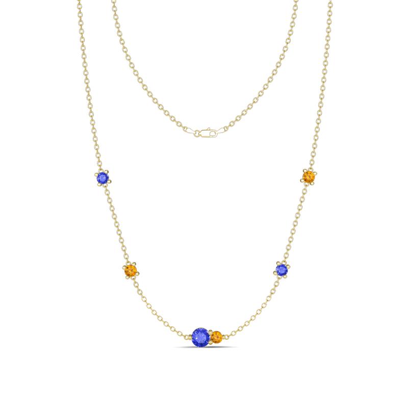 Linea 0.47 ctw Tanzanite (4 mm) and Citrine Women Station Necklace 