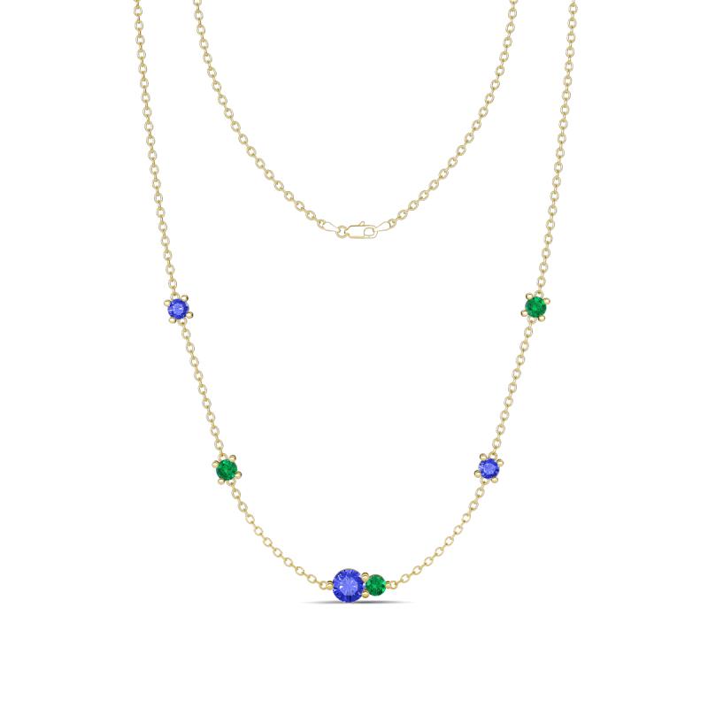 Linea 0.47 ctw Tanzanite (4 mm) and Emerald Women Station Necklace 