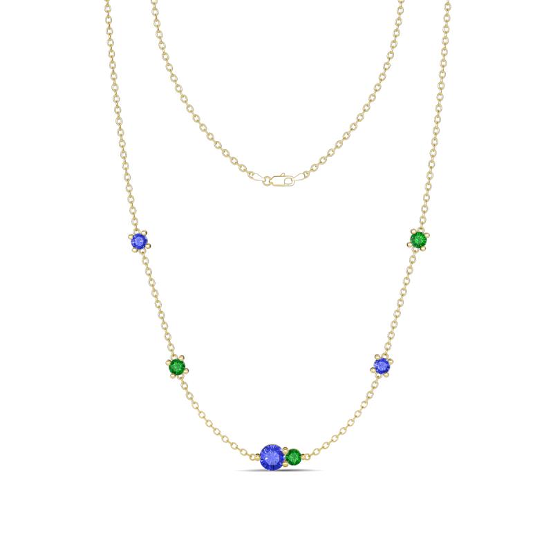 Linea 0.56 ctw Tanzanite (4 mm) and Green Garnet Women Station Necklace 