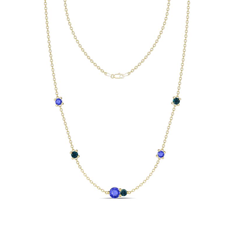 Linea 0.54 ctw Tanzanite (4 mm) and London Blue Topaz Women Station Necklace 