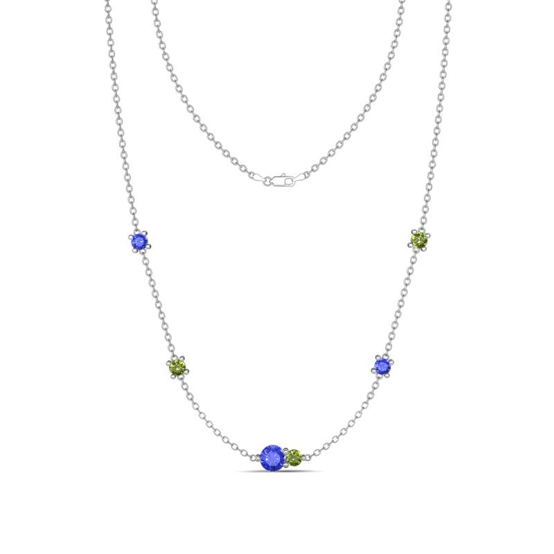 Linea 0.56 ctw Tanzanite (4 mm) and Peridot Women Station Necklace 