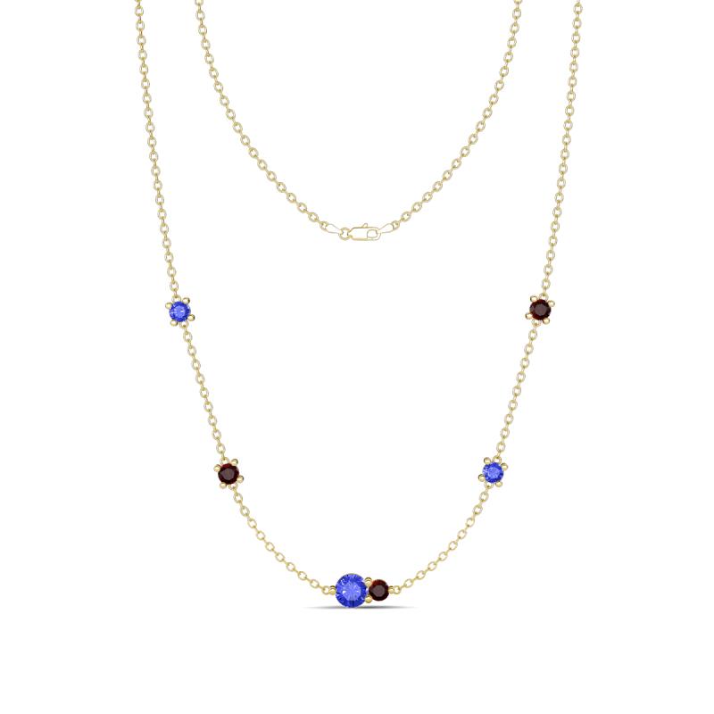 Linea 0.56 ctw Tanzanite (4 mm) and Red Garnet Women Station Necklace 