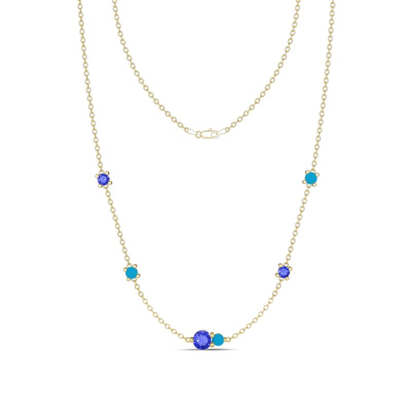 Linea 0.47 ctw Tanzanite (4 mm) and Turquoise Women Station Necklace 