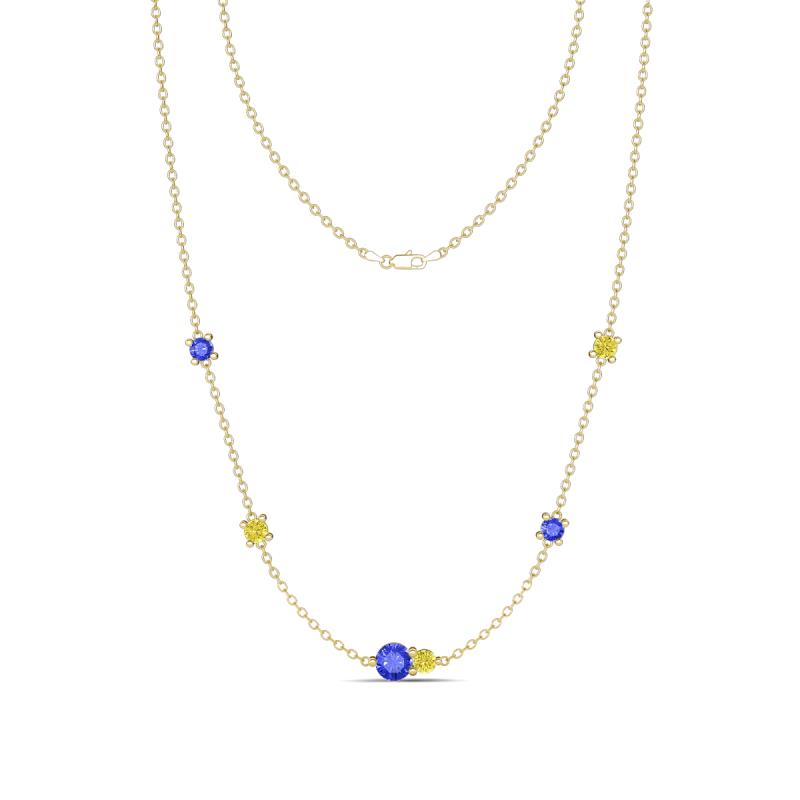 Linea 0.53 ctw Tanzanite (4 mm) and Yellow Diamond Women Station Necklace 