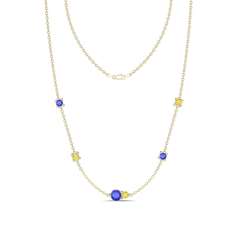 Linea 0.56 ctw Tanzanite (4 mm) and Yellow Sapphire Women Station Necklace 