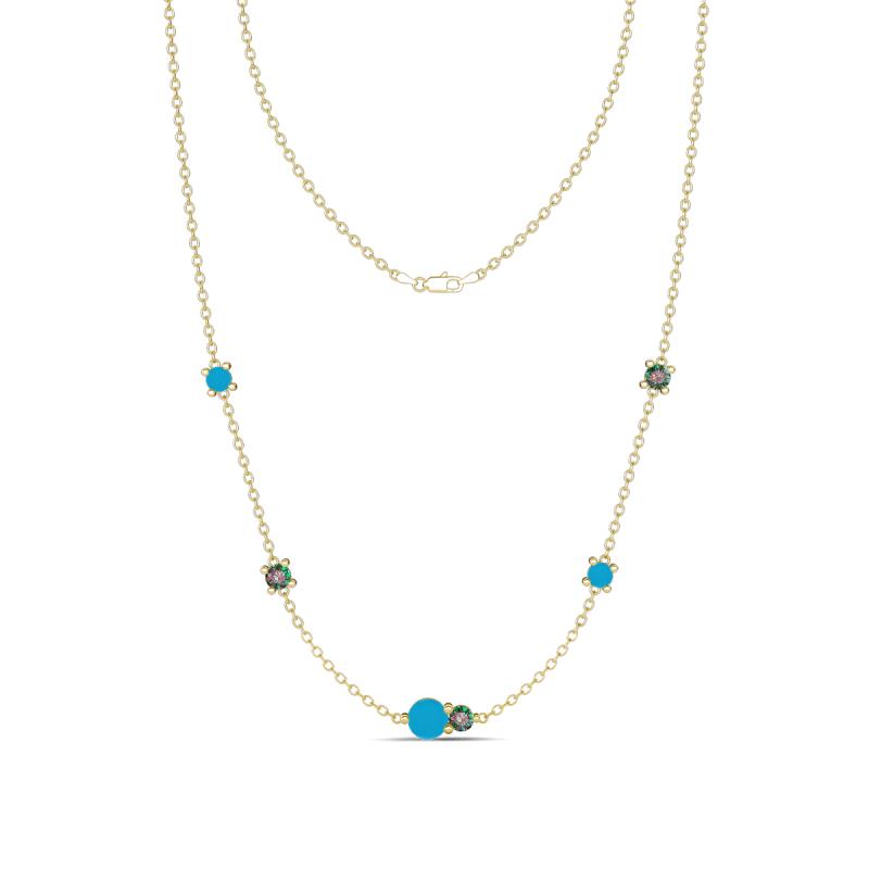 Linea 0.46 ctw Turquoise (4 mm) and Created Alexandrite Women Station Necklace 