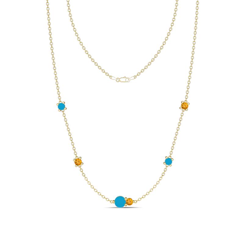 Linea 0.38 ctw Turquoise (4 mm) and Citrine Women Station Necklace 