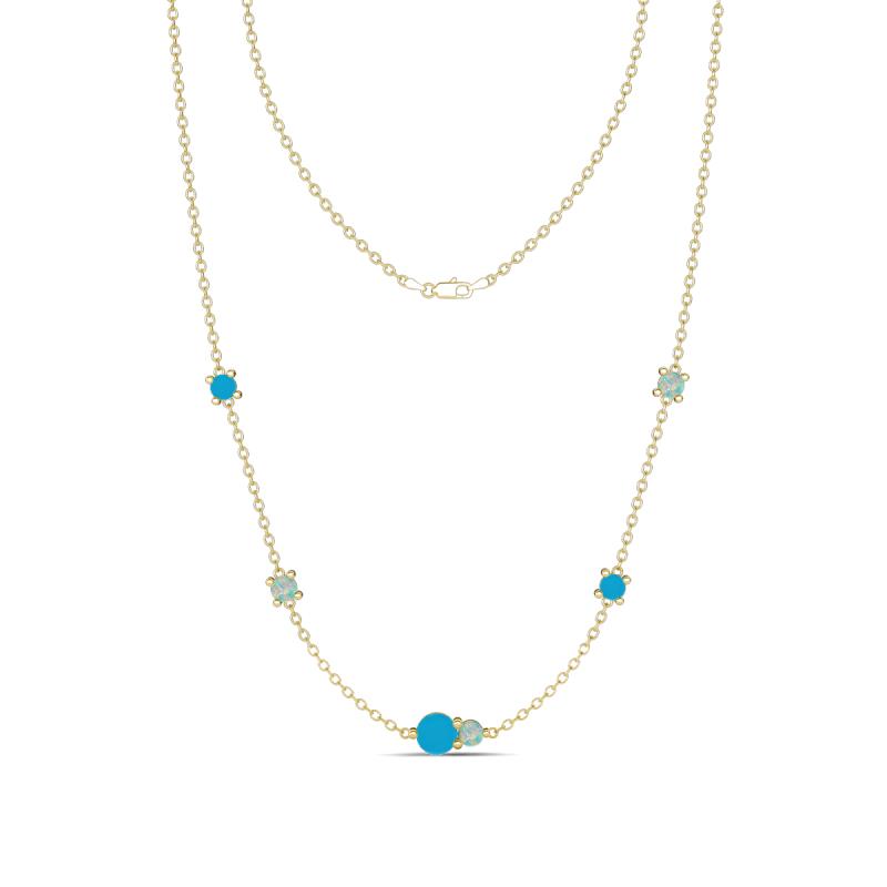 Linea 0.37 ctw Turquoise (4 mm) and Opal Women Station Necklace 