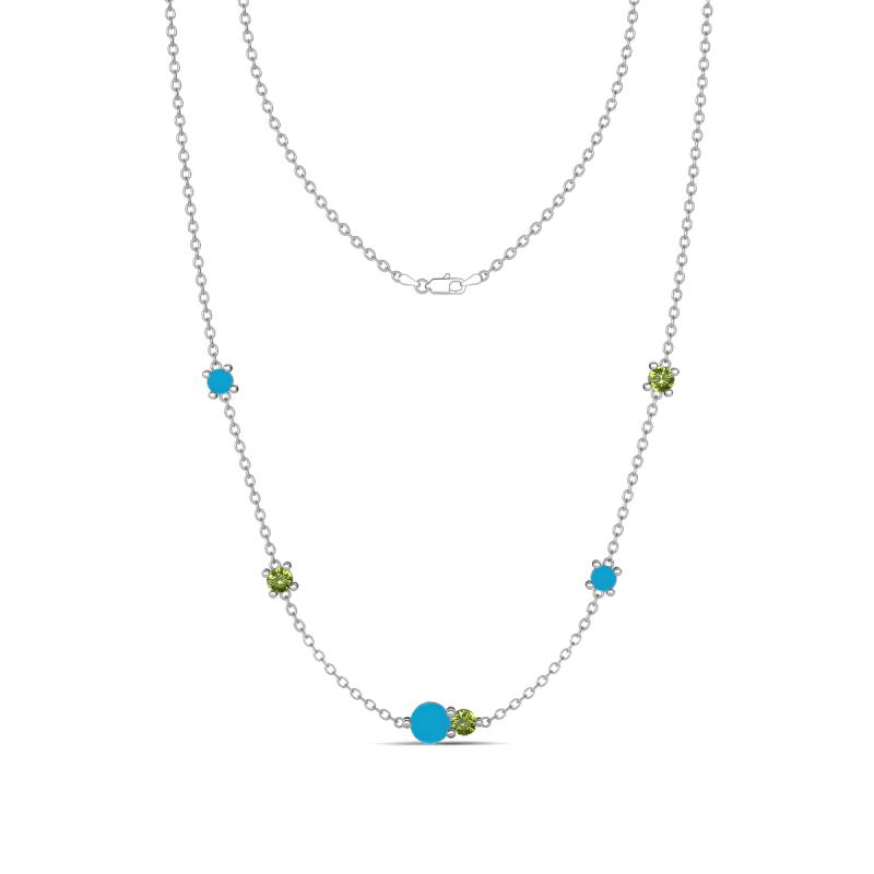 Linea 0.46 ctw Turquoise (4 mm) and Peridot Women Station Necklace 