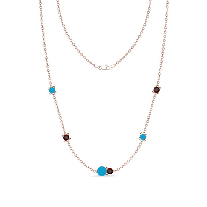 Linea 0.46 ctw Turquoise (4 mm) and Red Garnet Women Station Necklace 