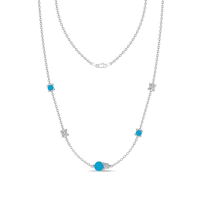 Linea 0.41 ctw Turquoise (4 mm) and Moissanite Women Station Necklace 