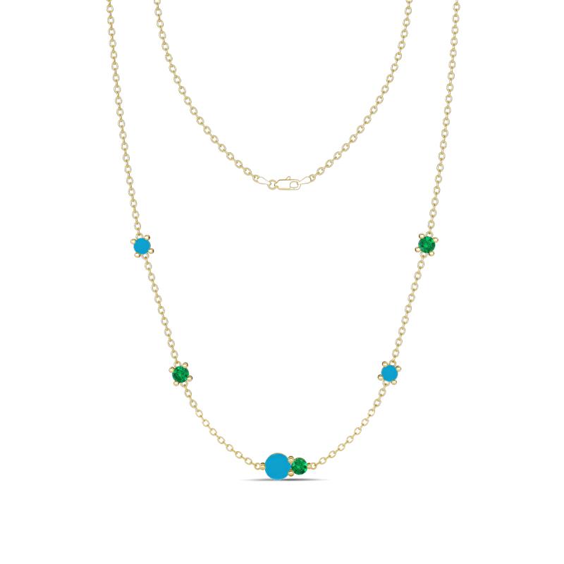 Linea 0.38 ctw Turquoise (4 mm) and Emerald Women Station Necklace 