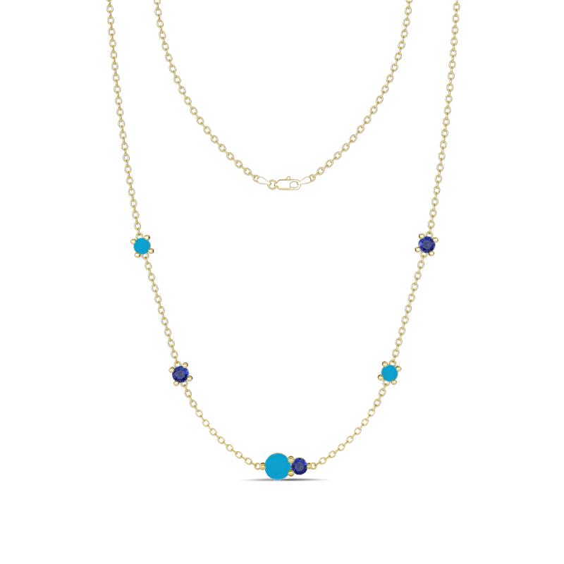 Linea 0.38 ctw Turquoise (4 mm) and Iolite Women Station Necklace 