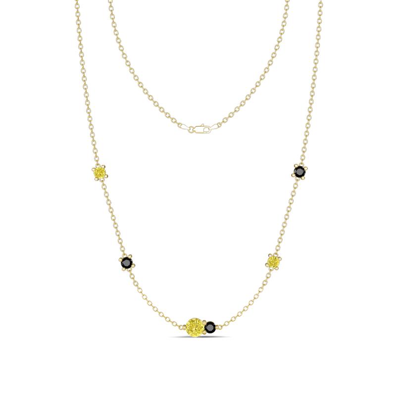 Linea 0.55 ctw Yellow Diamond (4 mm) and Black Diamond Women Station Necklace 