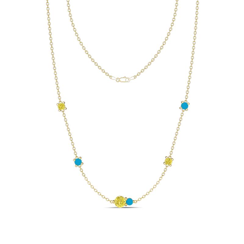 Linea 0.55 ctw Yellow Diamond (4 mm) and Tanzanite Women Station Necklace 