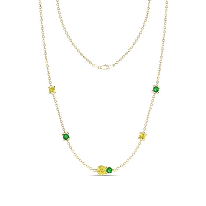 Linea 0.57 ctw Yellow Diamond (4 mm) and Green Garnet Women Station Necklace 