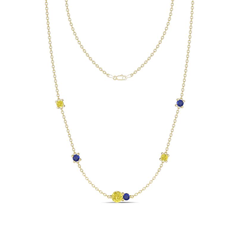 Linea 0.49 ctw Yellow Diamond (4 mm) and Iolite Women Station Necklace 