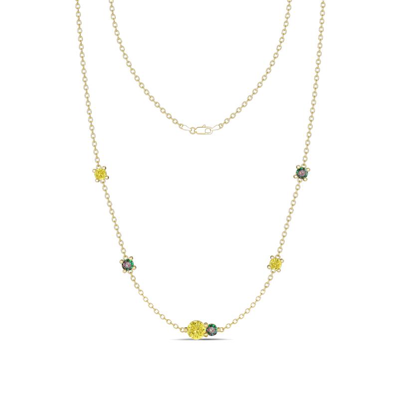 Linea 0.57 ctw Yellow Diamond (4 mm) and Created Alexandrite Women Station Necklace 