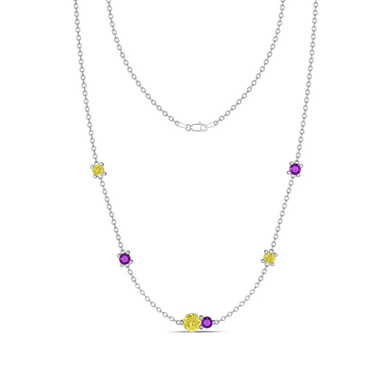 Linea 0.49 ctw Yellow Diamond (4 mm) and Amethyst Women Station Necklace 