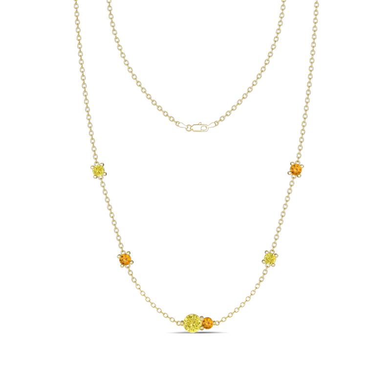 Linea 0.49 ctw Yellow Diamond (4 mm) and Citrine Women Station Necklace 