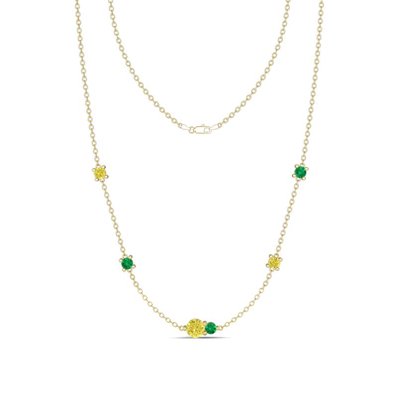 Linea 0.49 ctw Yellow Diamond (4 mm) and Emerald Women Station Necklace 