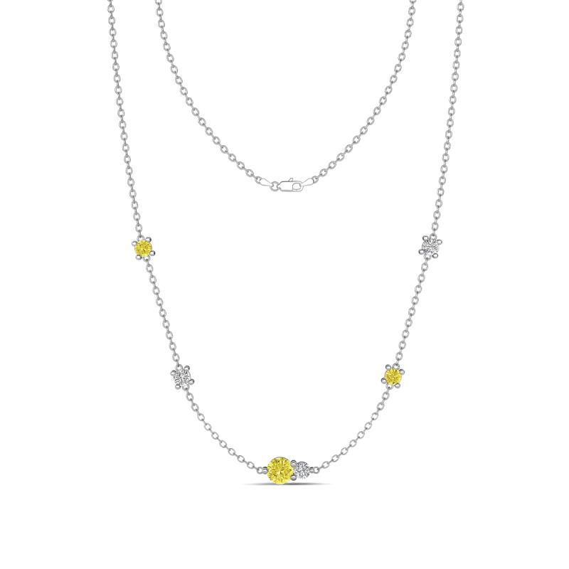 Linea 0.52 ctw Yellow Diamond (4 mm) and Moissanite Women Station Necklace 