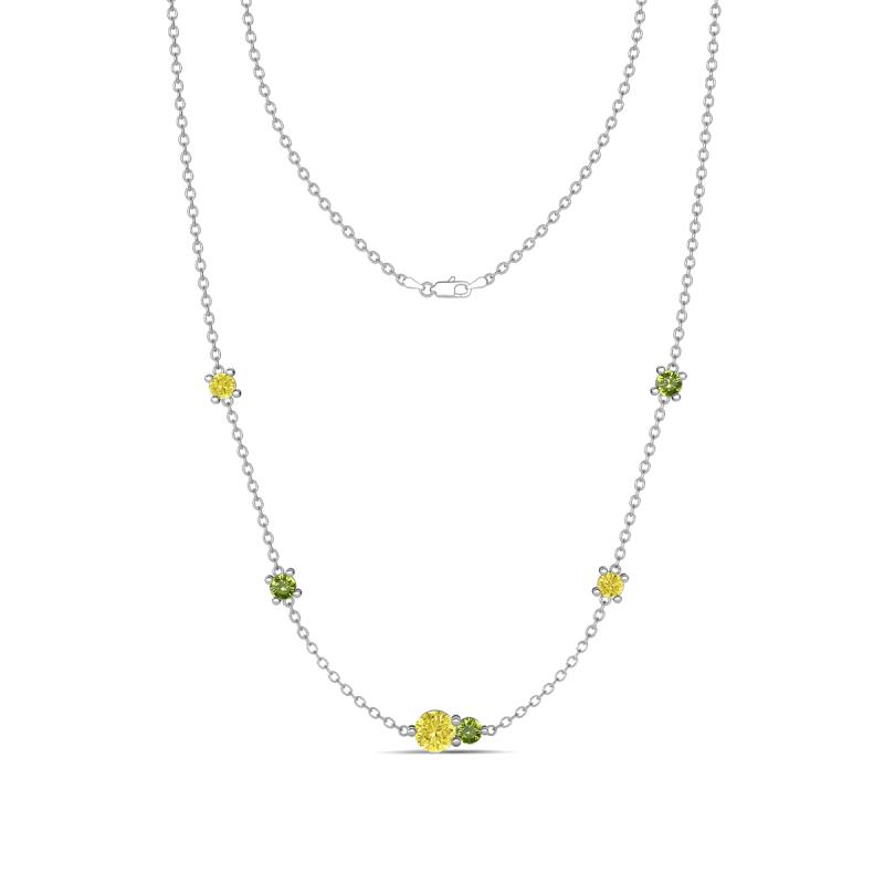 Linea 0.57 ctw Yellow Diamond (4 mm) and Peridot Women Station Necklace 