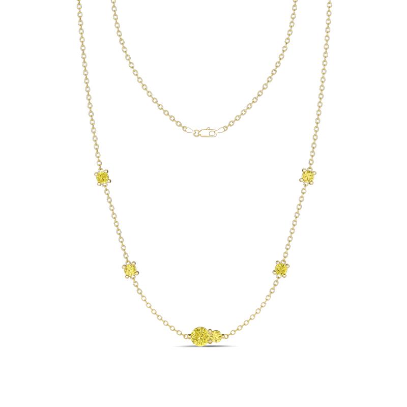 Linea 0.58 ctw Yellow Diamond (4 mm) and Yellow Sapphire Women Station Necklace 