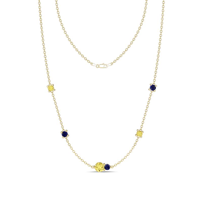 Linea 0.60 ctw Yellow Sapphire (4 mm) and Blue Sapphire Women Station Necklace 