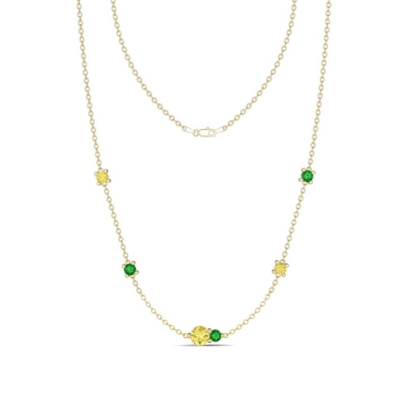 Linea 0.61 ctw Yellow Sapphire (4 mm) and Green Garnet Women Station Necklace 