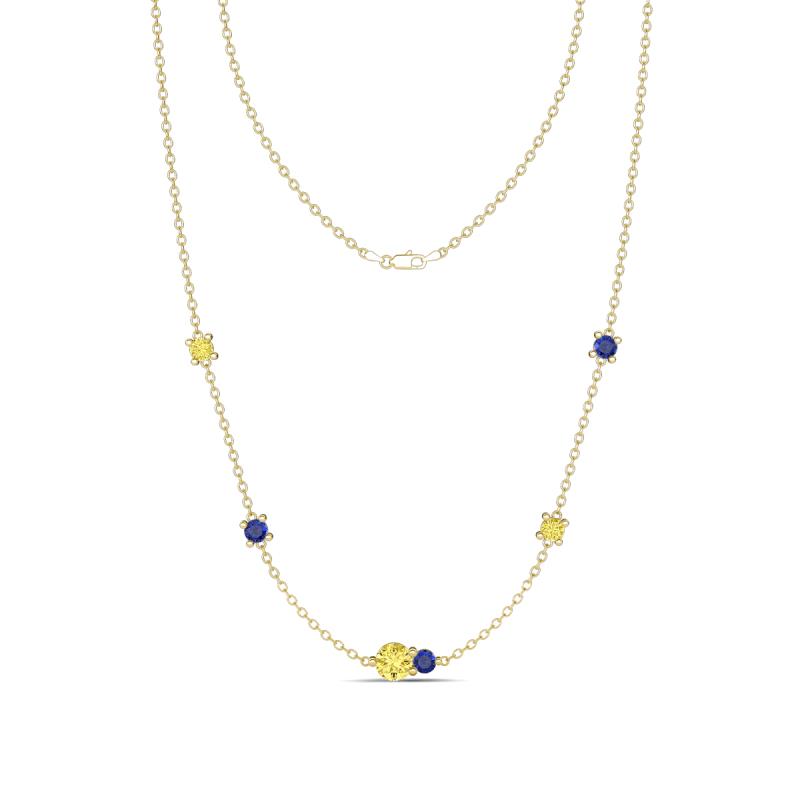 Linea 0.52 ctw Yellow Sapphire (4 mm) and Iolite Women Station Necklace 