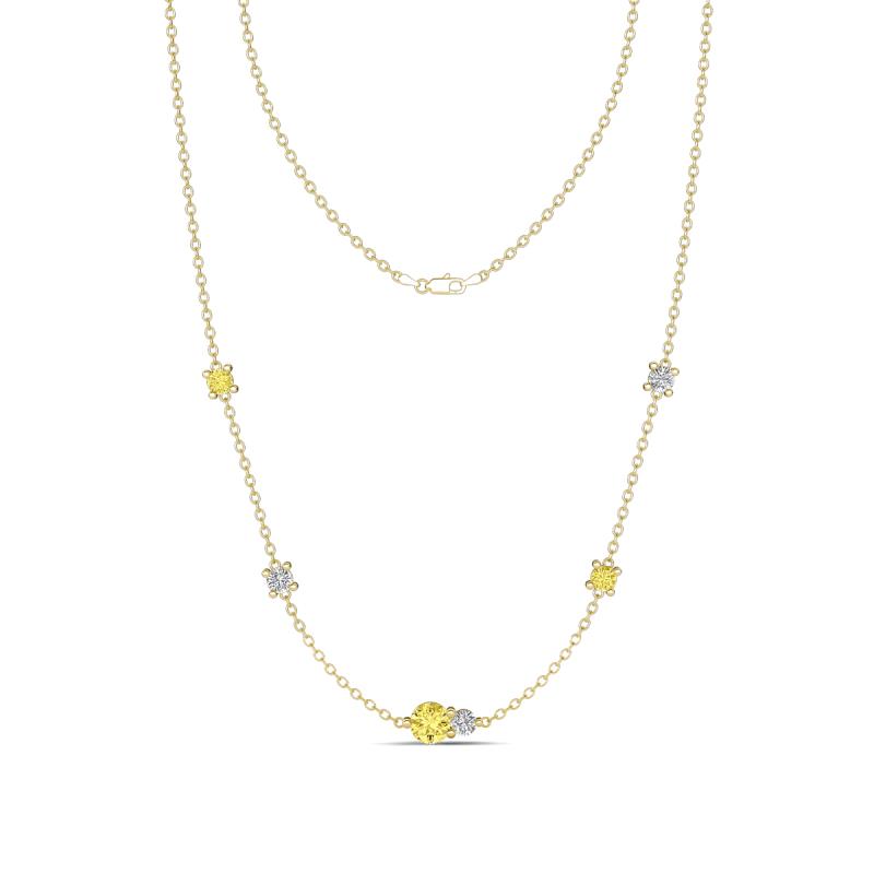 Linea 0.55 ctw Yellow Sapphire (4 mm) and Moissanite Women Station Necklace 