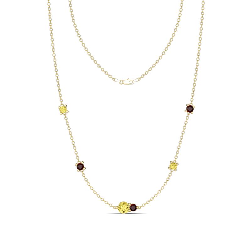 Linea 0.61 ctw Yellow Sapphire (4 mm) and Red Garnet Women Station Necklace 