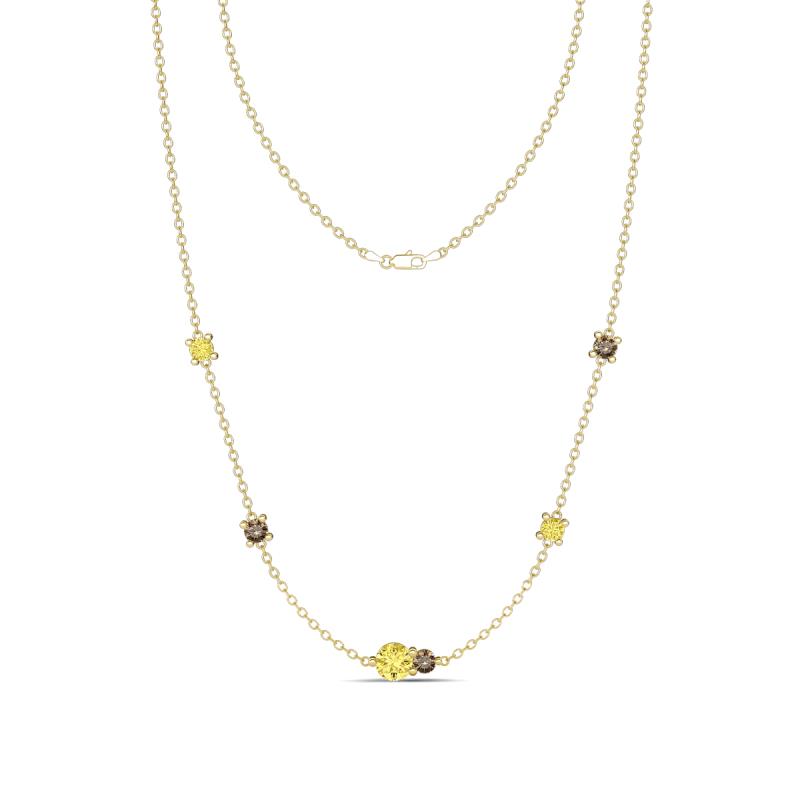 Linea 0.58 ctw Yellow Sapphire (4 mm) and Ruby Women Station Necklace 