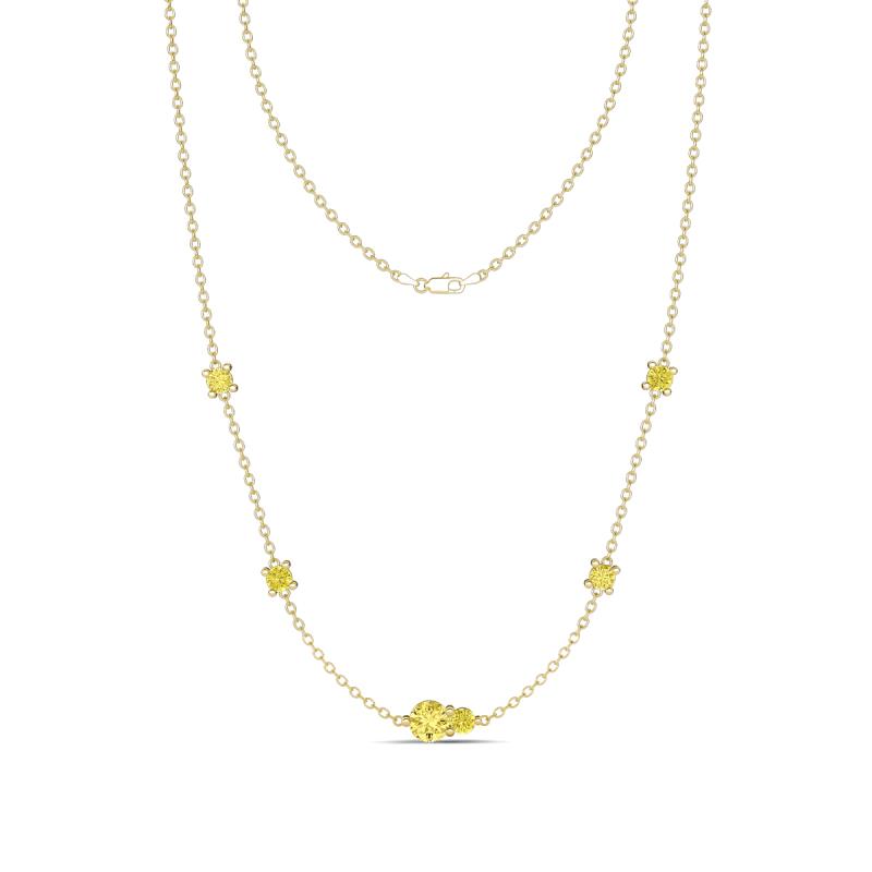 Linea 0.58 ctw Yellow Sapphire (4 mm) and Yellow Diamond Women Station Necklace 