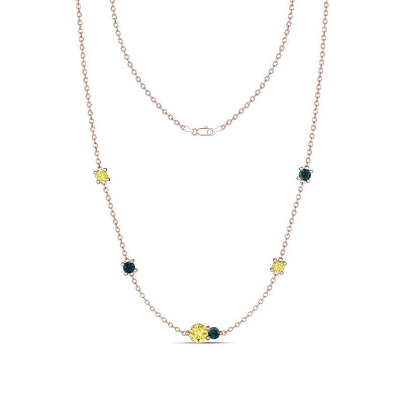 Linea 0.59 ctw Yellow Sapphire (4 mm) and London Blue Topaz Women Station Necklace 