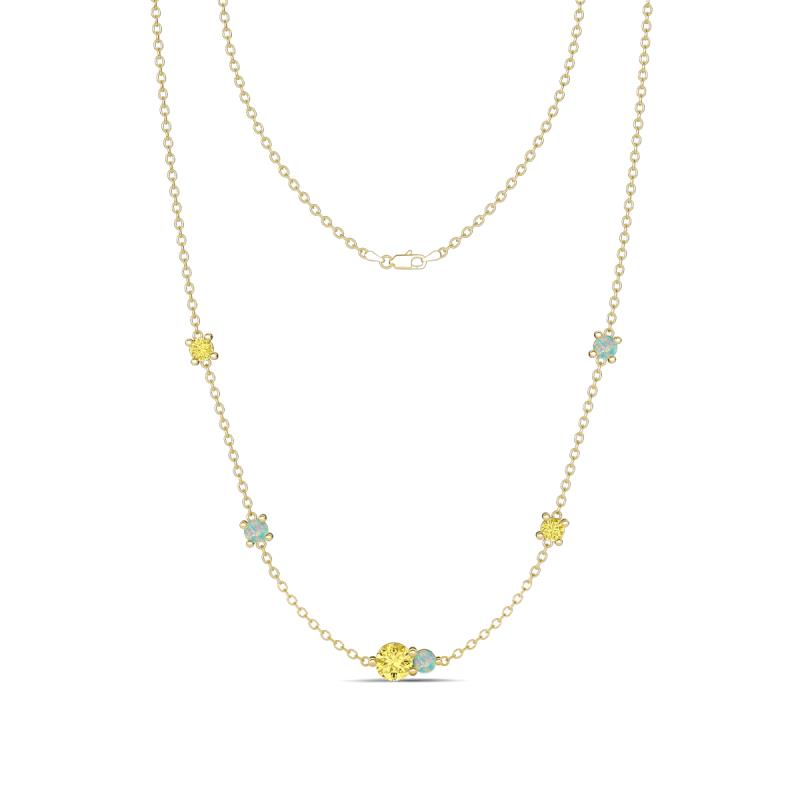 Linea 0.51 ctw Yellow Sapphire (4 mm) and Opal Women Station Necklace 