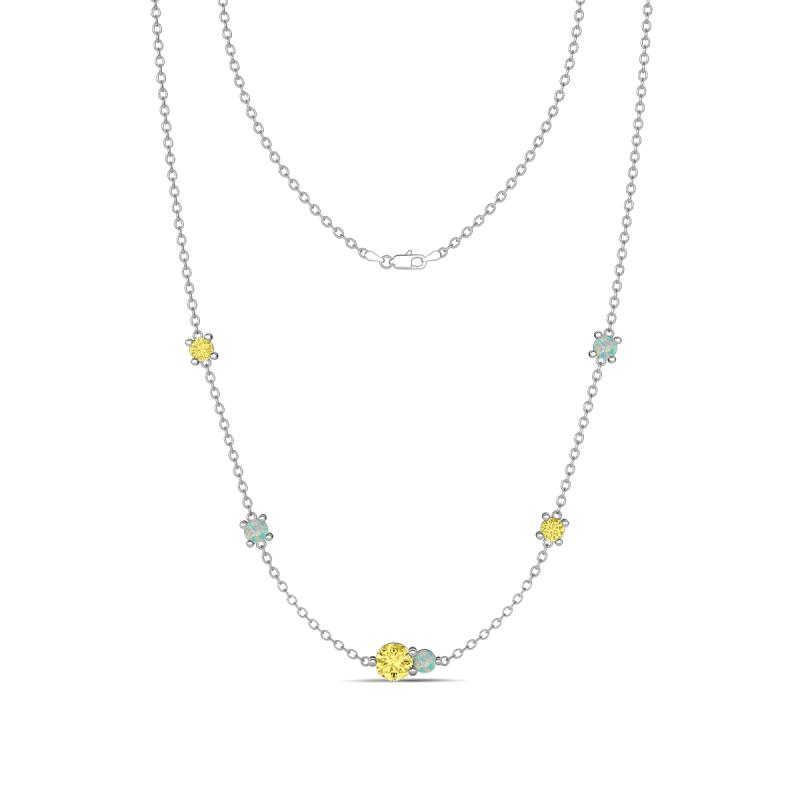 Linea 0.51 ctw Yellow Sapphire (4 mm) and Opal Women Station Necklace 