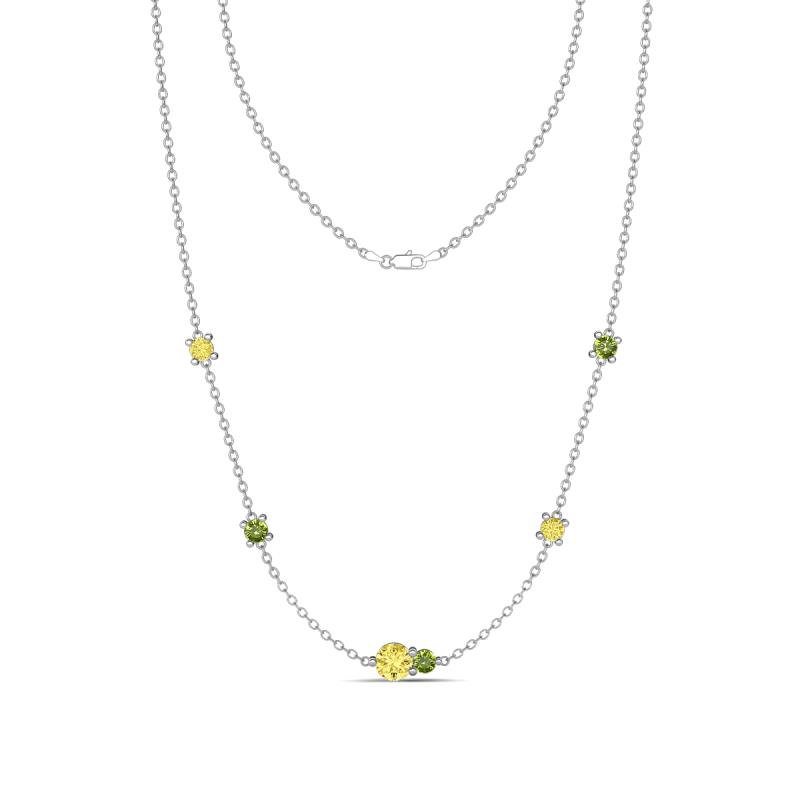 Linea 0.61 ctw Yellow Sapphire (4 mm) and Peridot Women Station Necklace 