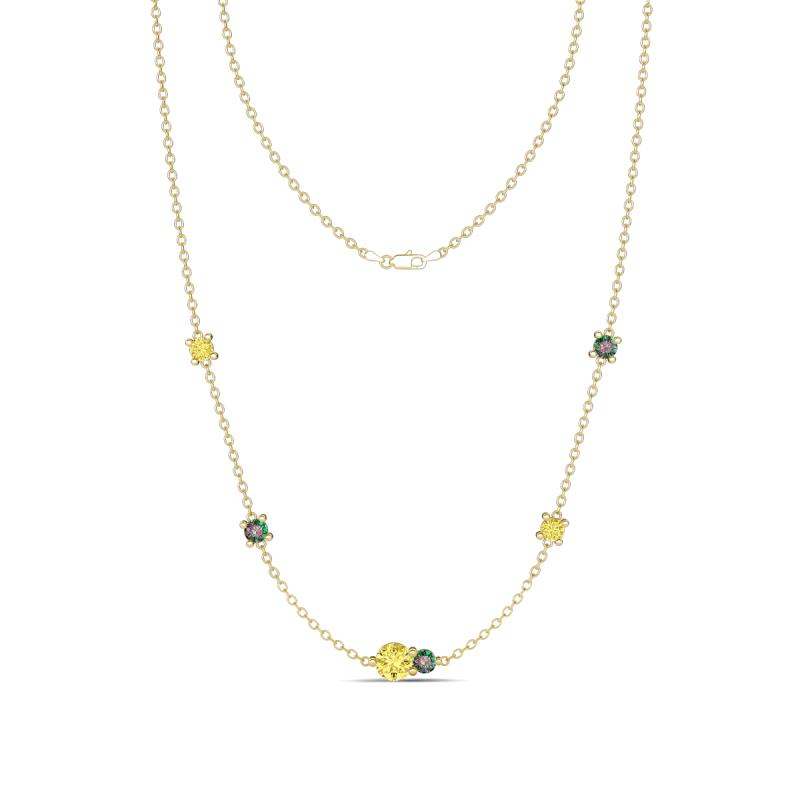 Linea 0.61 ctw Yellow Sapphire (4 mm) and Created Alexandrite Women Station Necklace 