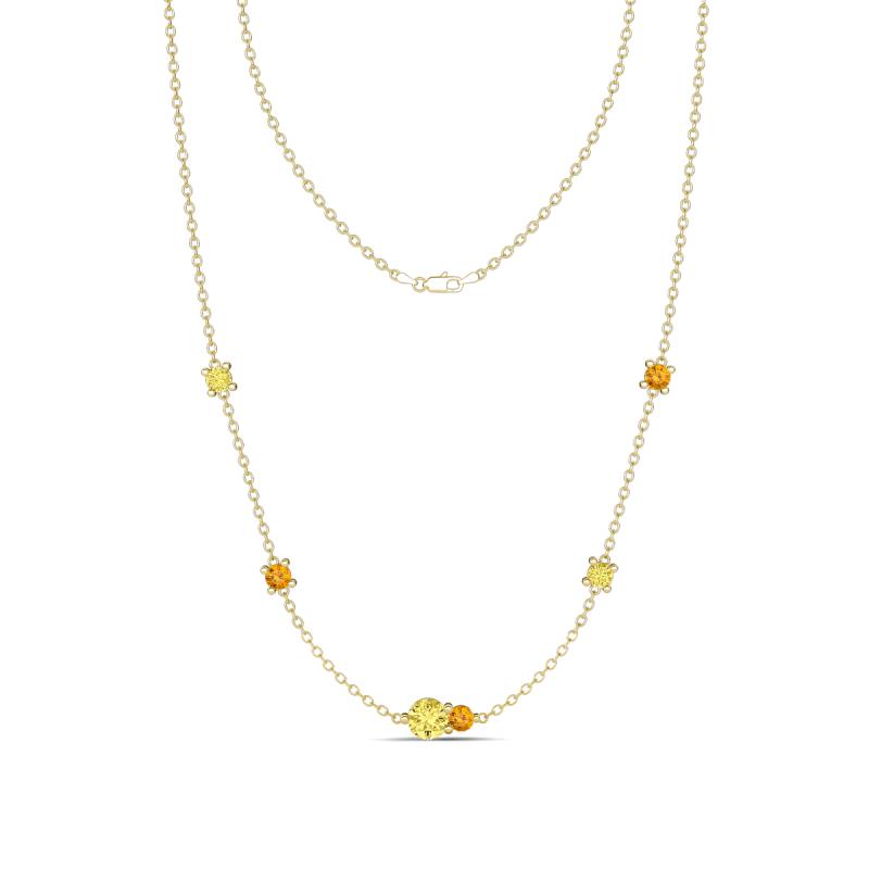 Linea 0.52 ctw Yellow Sapphire (4 mm) and Citrine Women Station Necklace 