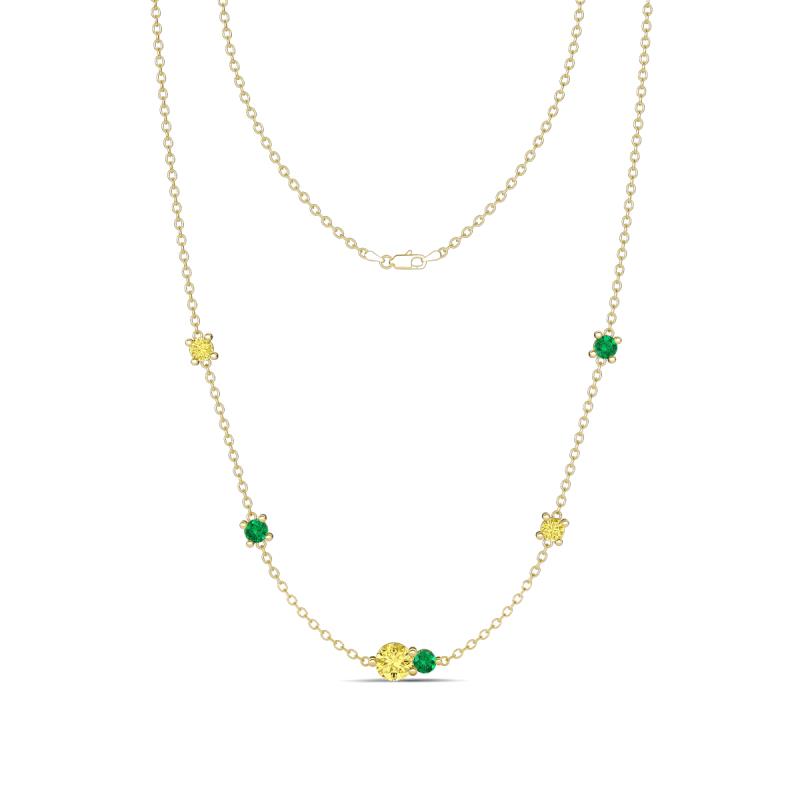 Linea 0.52 ctw Yellow Sapphire (4 mm) and Emerald Women Station Necklace 