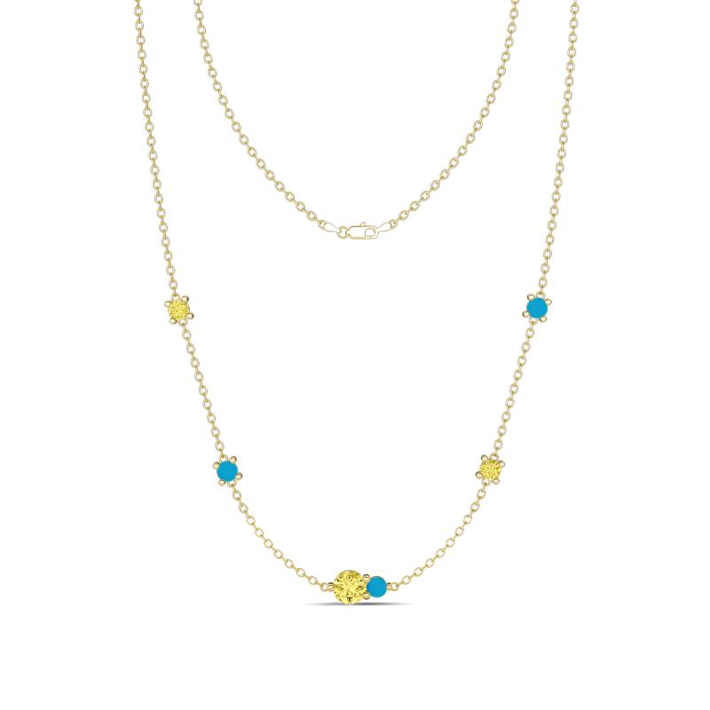 Linea 0.59 ctw Yellow Sapphire (4 mm) and Tanzanite Women Station Necklace 