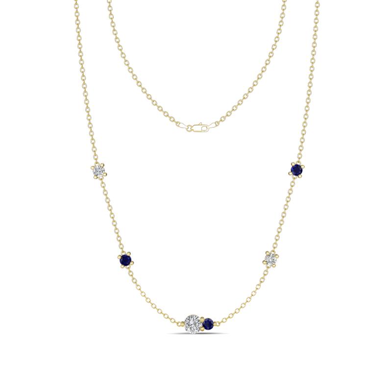 Linea 0.52 ctw Moissanite (4 mm) and Blue Sapphire Women Station Necklace 