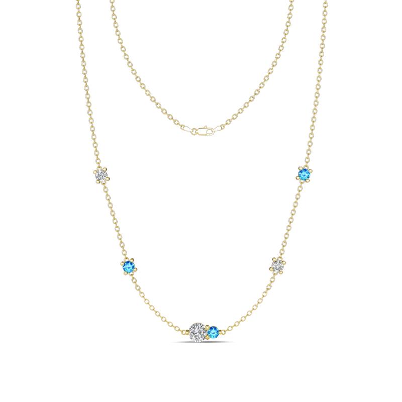 Linea 0.47 ctw Moissanite (4 mm) and Blue Topaz Women Station Necklace 