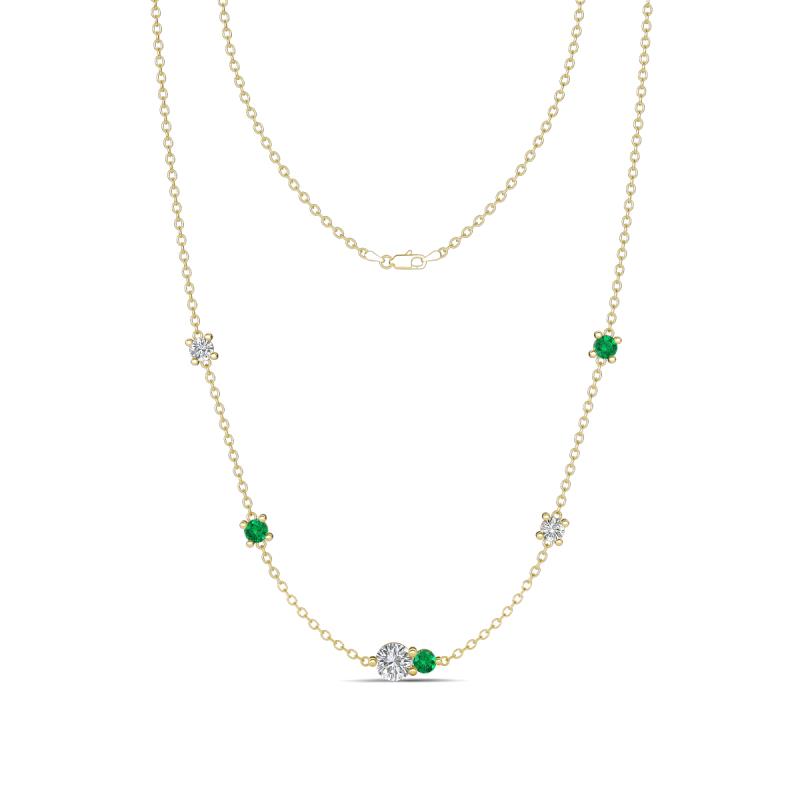 Linea 0.44 ctw Moissanite (4 mm) and Emerald Women Station Necklace 