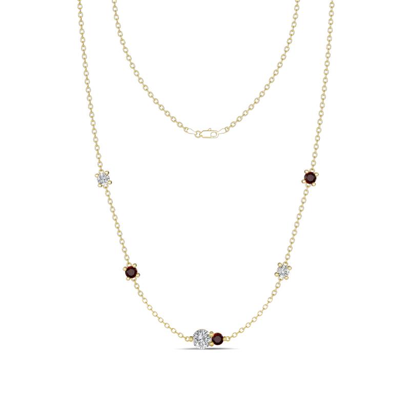 Linea 0.52 ctw Moissanite (4 mm) and Red Garnet Women Station Necklace 