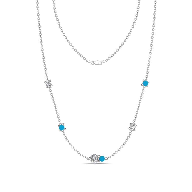 Linea 0.44 ctw Moissanite (4 mm) and Turquoise Women Station Necklace 